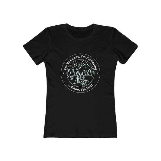 Funny Camping Boyfriend Tee for Women - I'm Not Lost Shirt