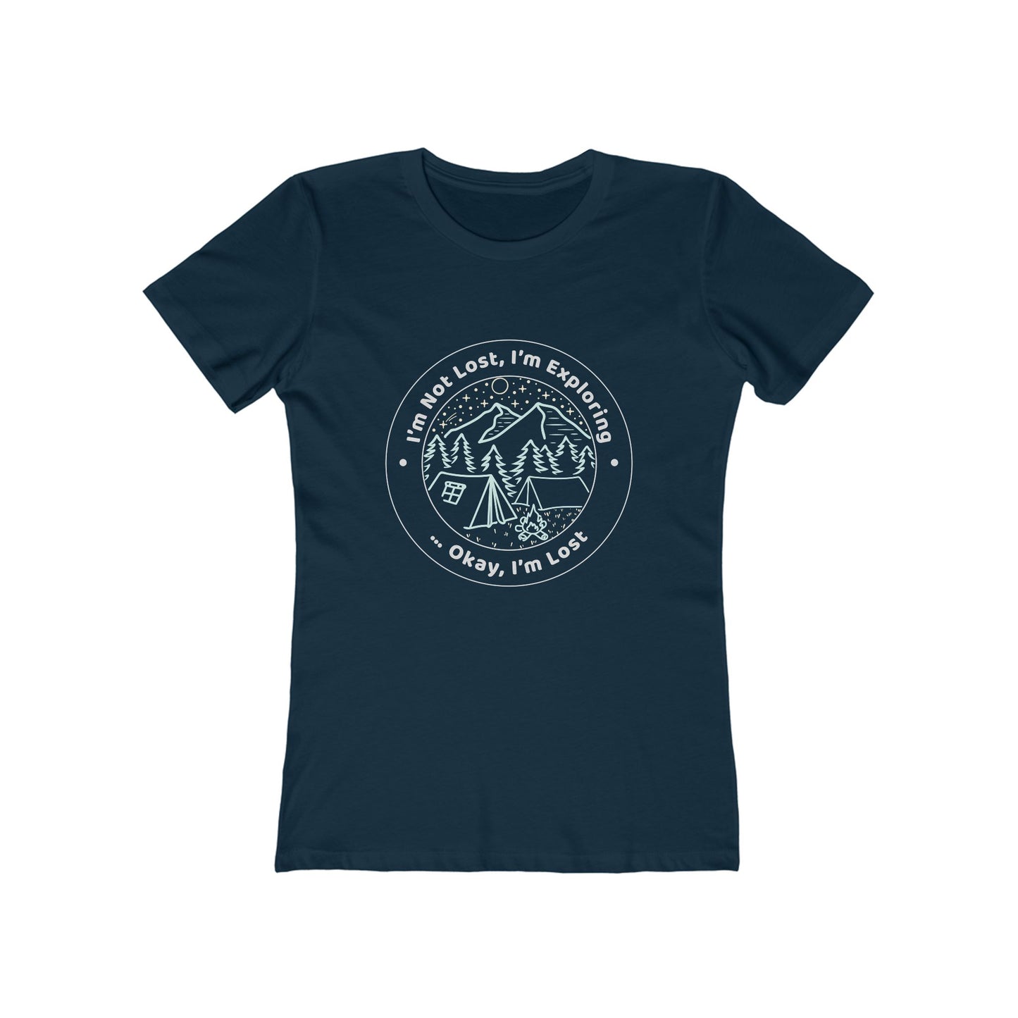 Funny Camping Boyfriend Tee for Women - I'm Not Lost Shirt